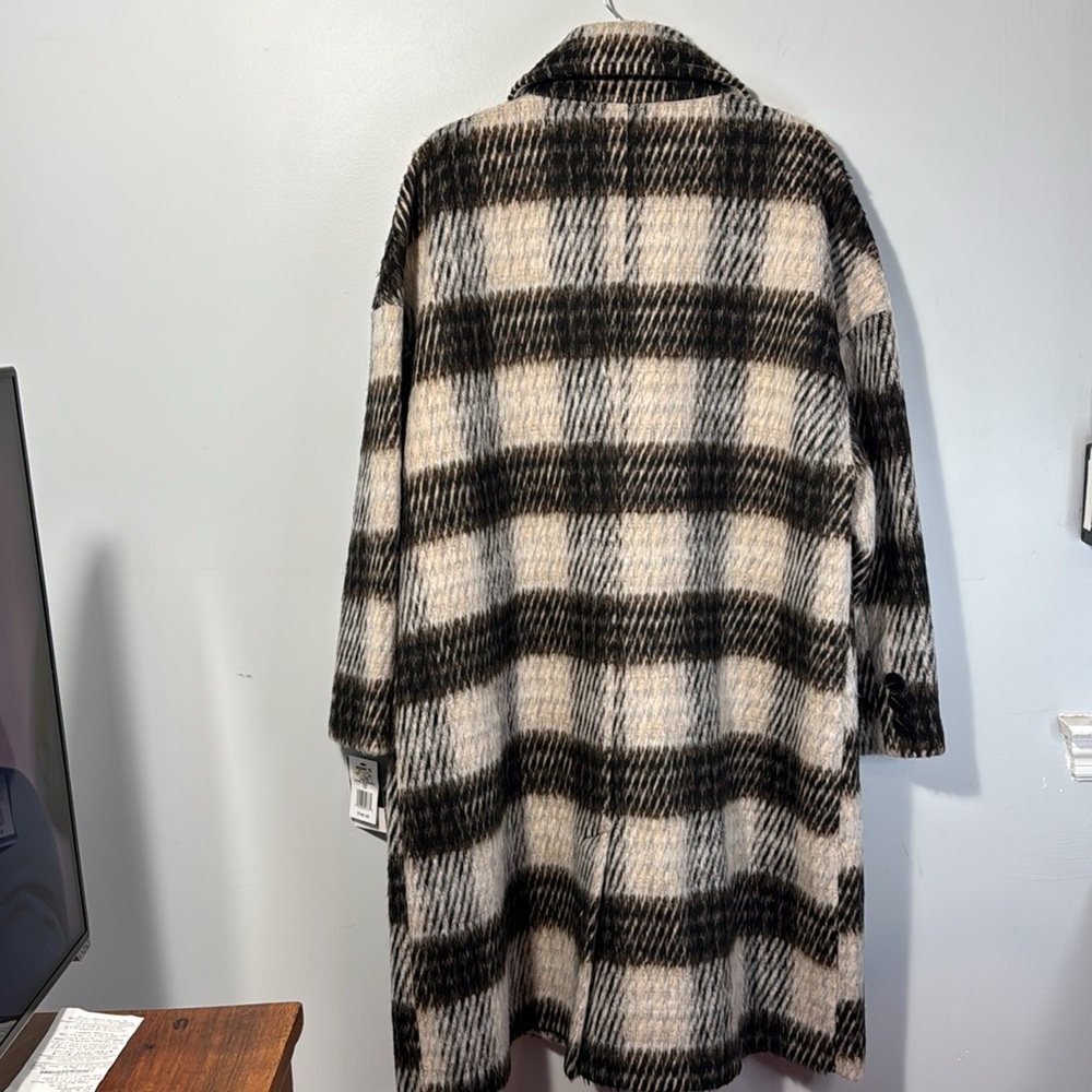 Nine‎ West Coat Brown & Cream Faux Wool Midi Heavy Fully Lined in Size XXL  NWT - Picture 8 of 15